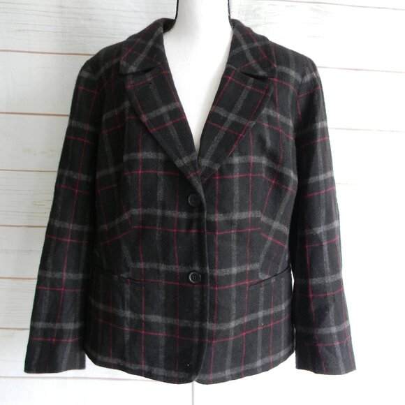 TALBOTS WOOL BLEND BLACK PLAID BLAZER SUIT CAREER OFFICE SZ 18W - Picture 1 of 5
